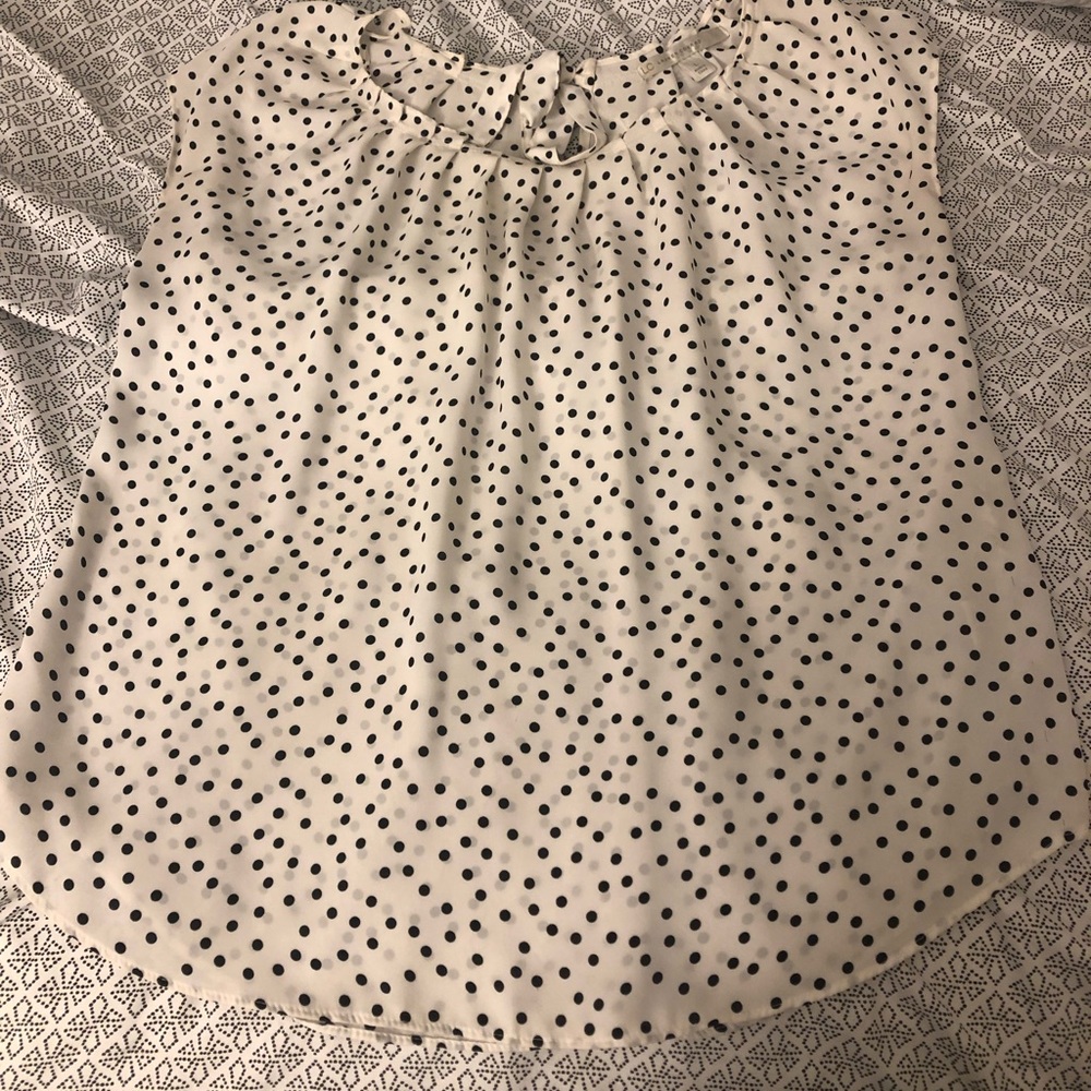 Black and white polka dot blouse